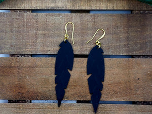 Small Feather Leather Earrings (Various Options)