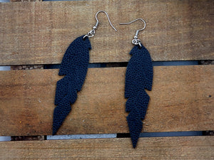 Small Feather Leather Earrings (Various Options)