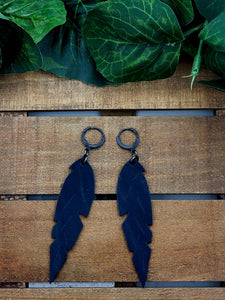 Small Feather Leather Earrings (Various Options)