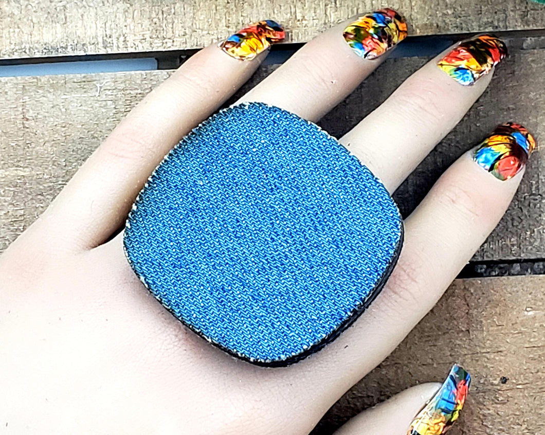 Groovy Statement Ring - Large - Medium Denim