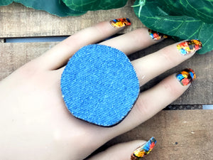 She is Restored Denim Ring - Large - Medium Denim