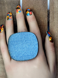 Groovy Statement Ring - Large - Light Denim