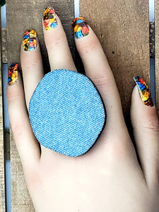 She is On Point Statement Ring - Large - Denim