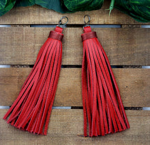 Load image into Gallery viewer, Chic Tassel Leather Earrings-Extra Long - Red
