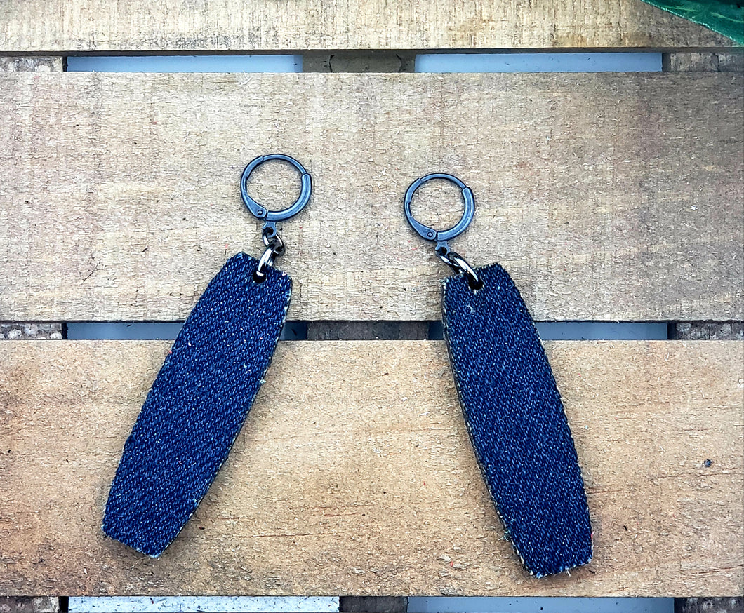 Long Elegant Oblong Earrings -Dark Denim