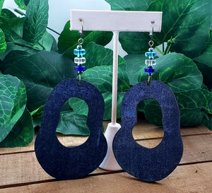 The Bean Hoop Dangles - Denim Print