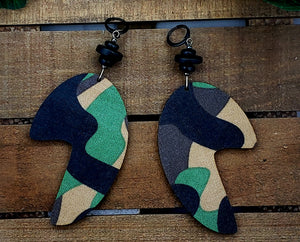 The ROUNDED CURVE COLLECTION Earrings, Style#4 (Camouflage) V2