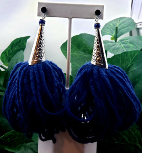 The Queen's Tassel! (Tassel) Earrings - Blue/Silver