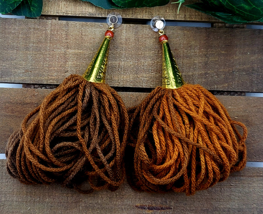 The Queen's Tassel! (Tassel) Earrings - Brown Mix