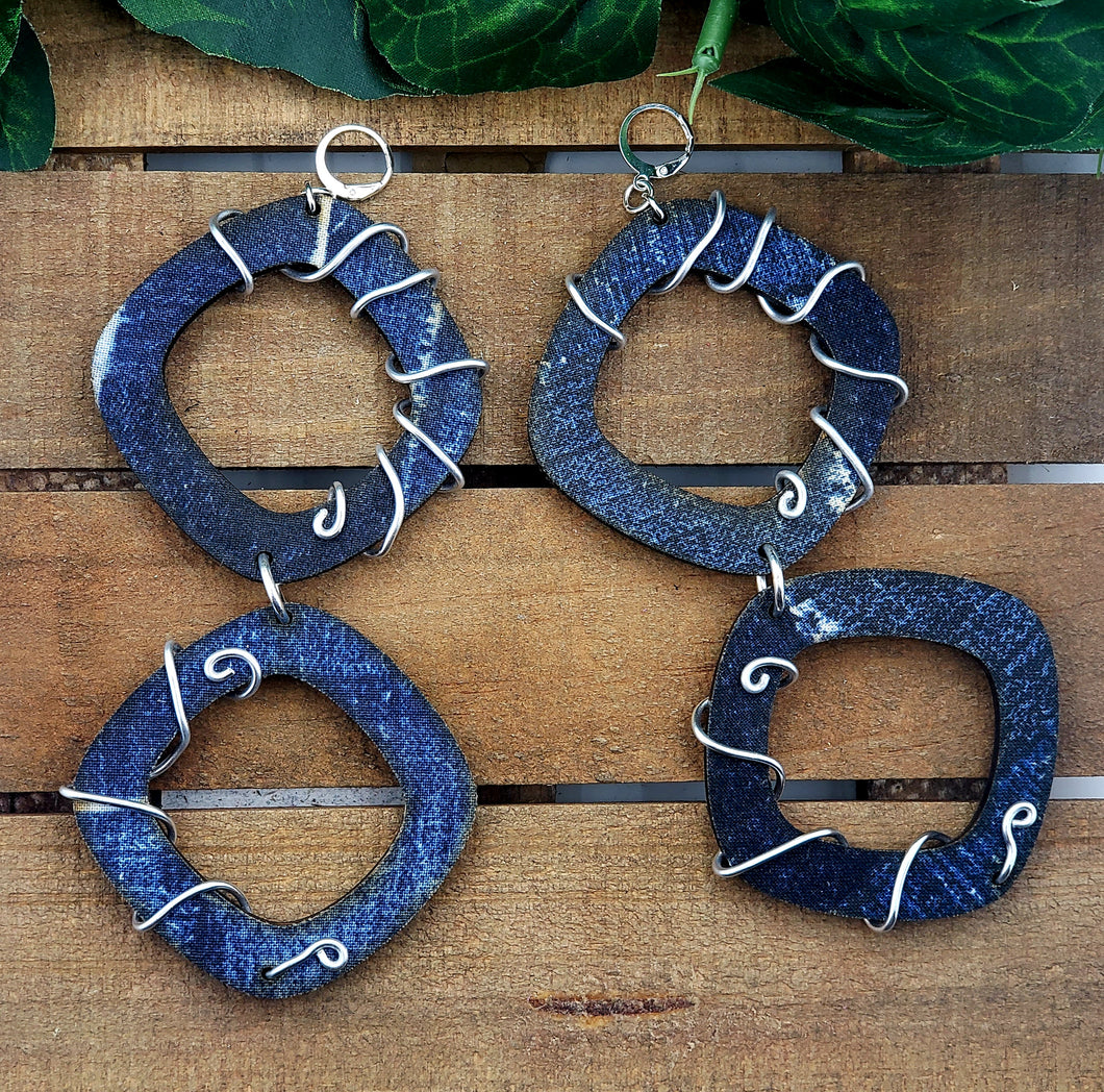 Groovy Double Denim Diamond Hoops v2