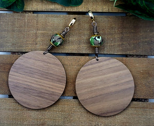 Round Circle Dangles - Camouflage & Walnut Wood