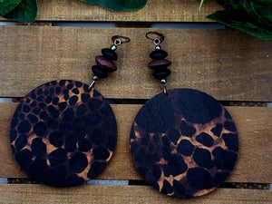 Round Circle Dangles - Leopard Print