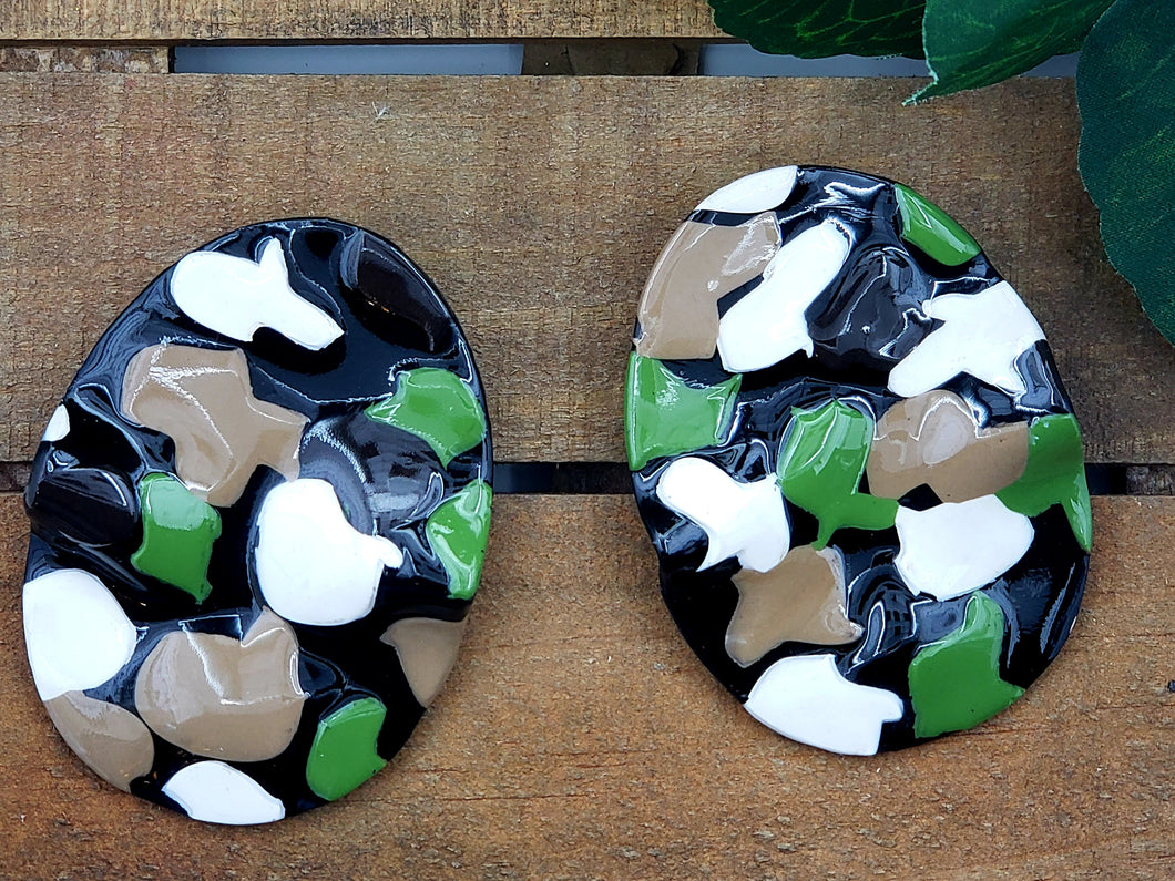 Camo Designer Clay Stud Earrings