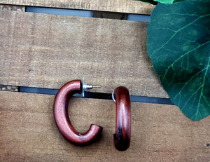 Small Clay Hoop Earrings - Bronze Swirl