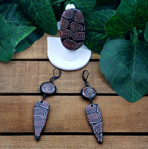 Swirled Daggers Clay Dangle Earrings