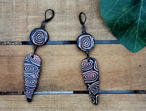 Swirled Daggers Clay Dangle Earrings