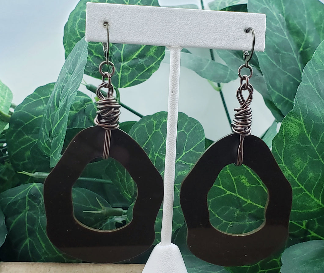 Potato Hoop Wrapped Dangles - Glossy Brown (SM)