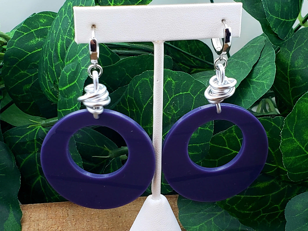 Wrapped Round Hoop Dangles Earrings - Purple