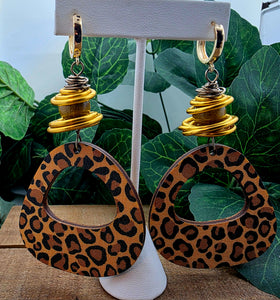 Jazzed & Groovy Wood Hoop Dangles (Leopard)