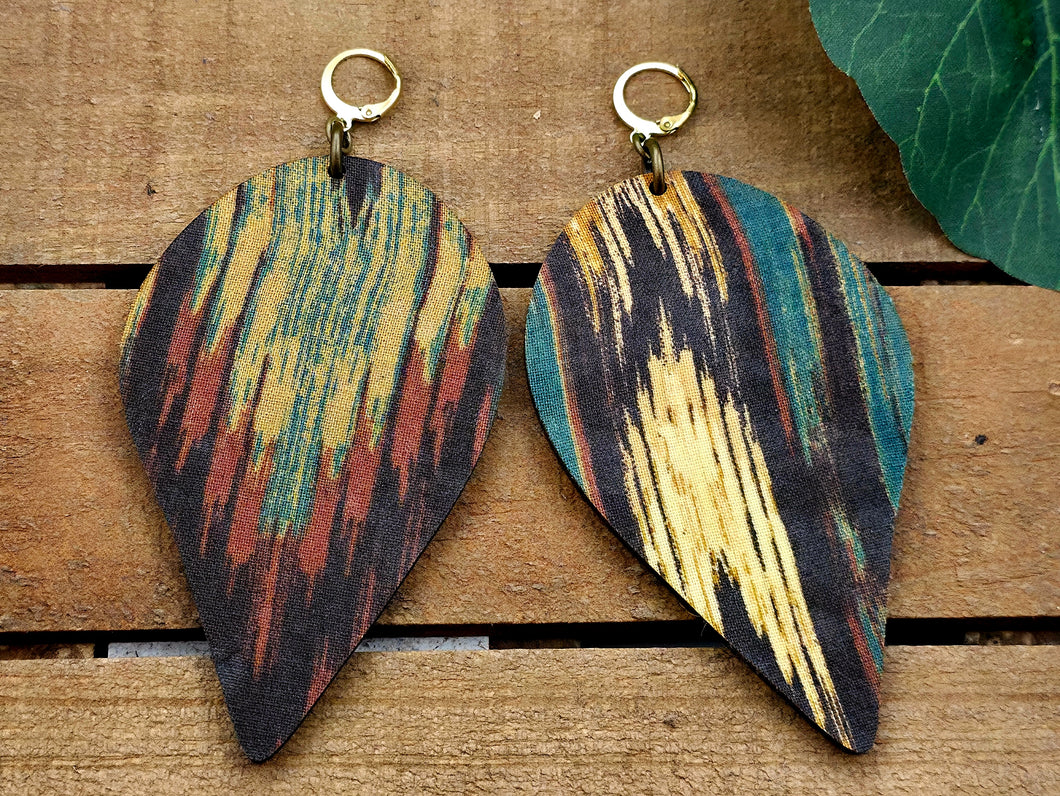 Abstract Print Dagger Wood Dangles