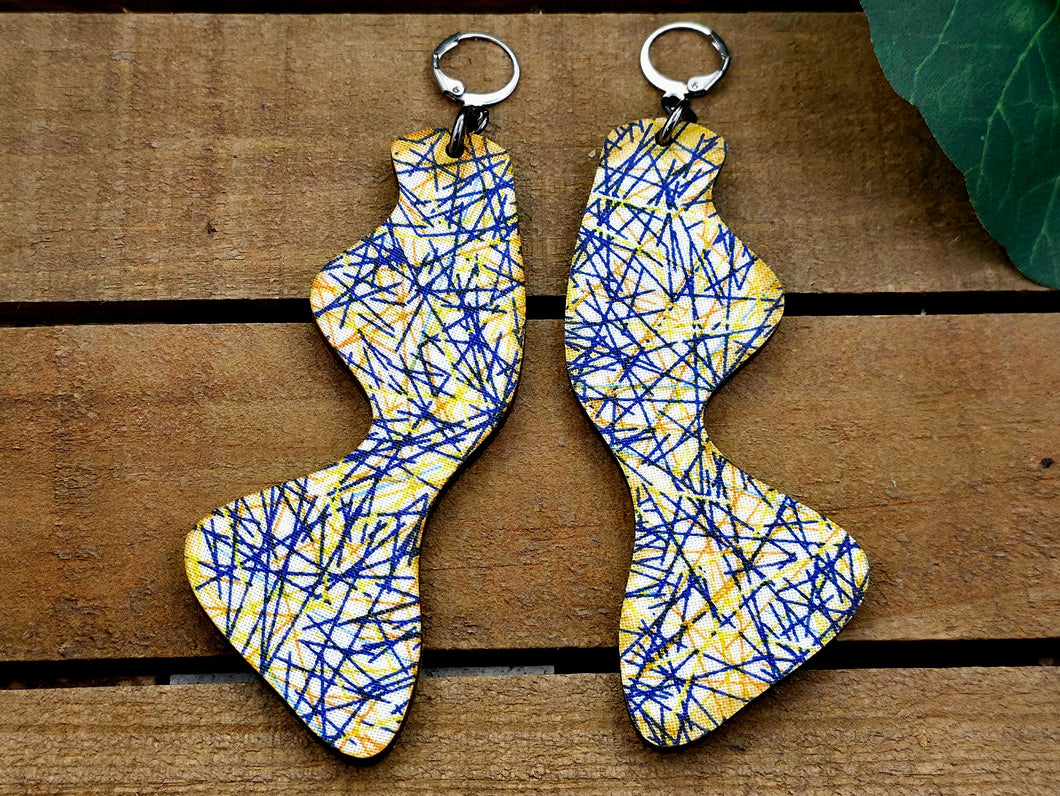 Curvy Stick Dangles - Confetti Print