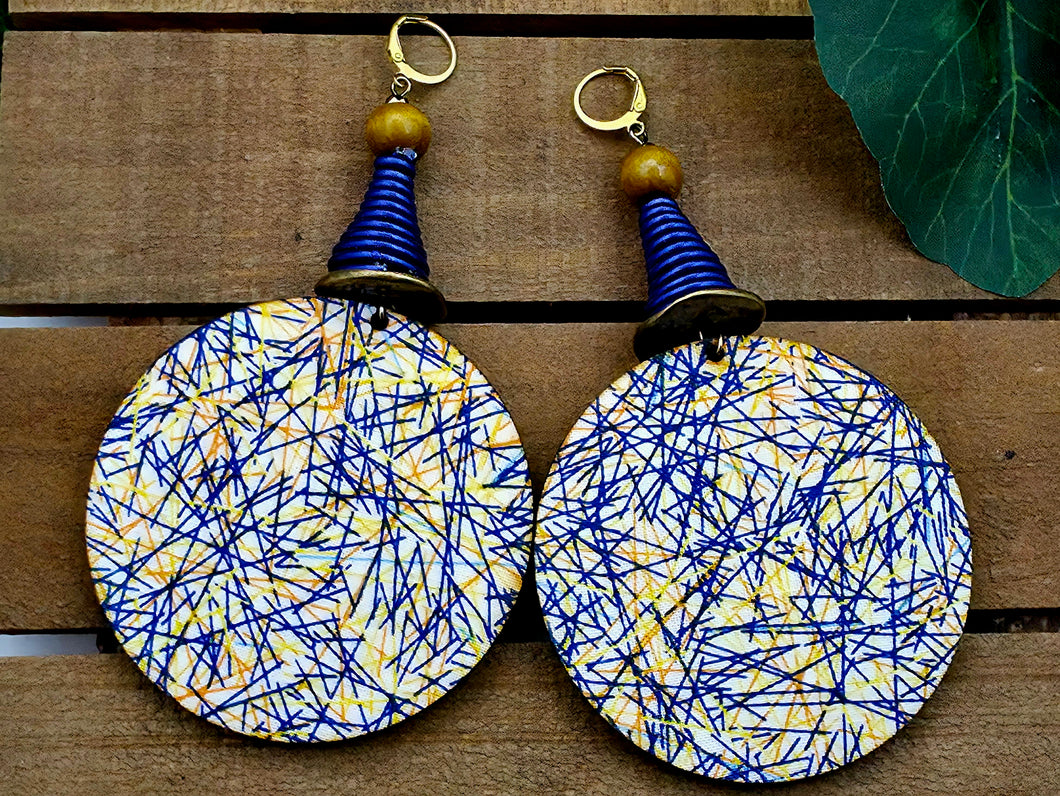 Round Circle Dangles - Stripe Pattern