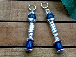 The Twisted & Spiraled Wood Dangles - Blue