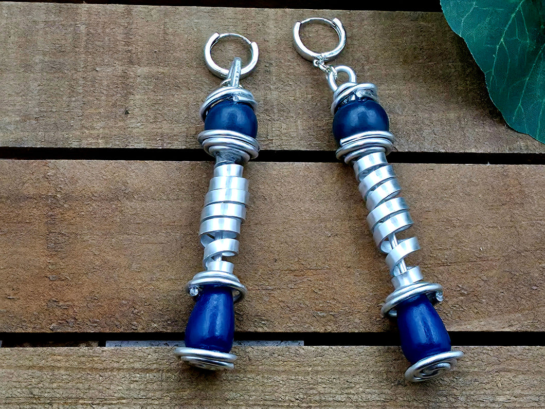 The Twisted & Spiraled Wood Dangles - Blue
