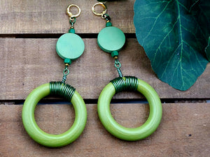 Goddess Hoops Earrings - Green