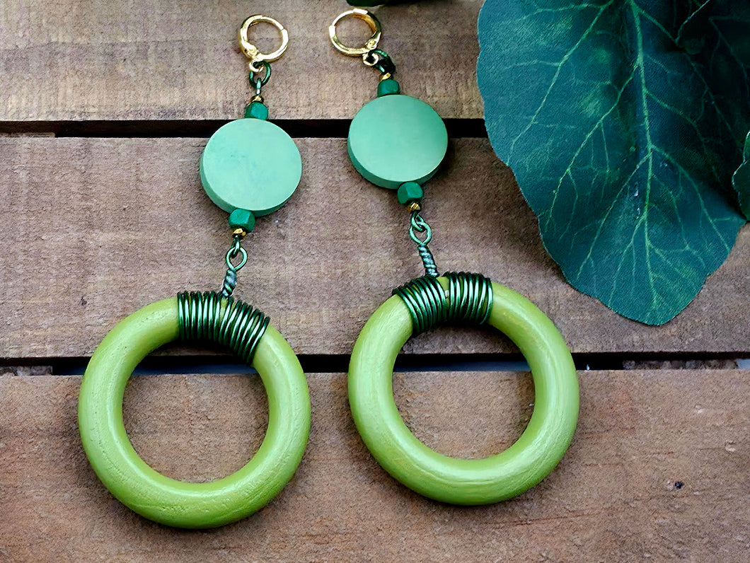 Goddess Hoops Earrings - Green
