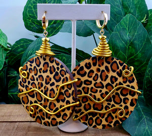 Round Circle Dangles - Leopard Wrapped