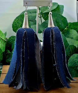 Tassel Mixed Denim (Long) Earrings V2