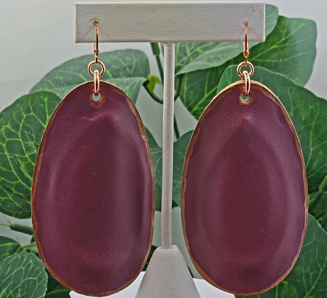 The Buckle Leather Earrings - Maroon