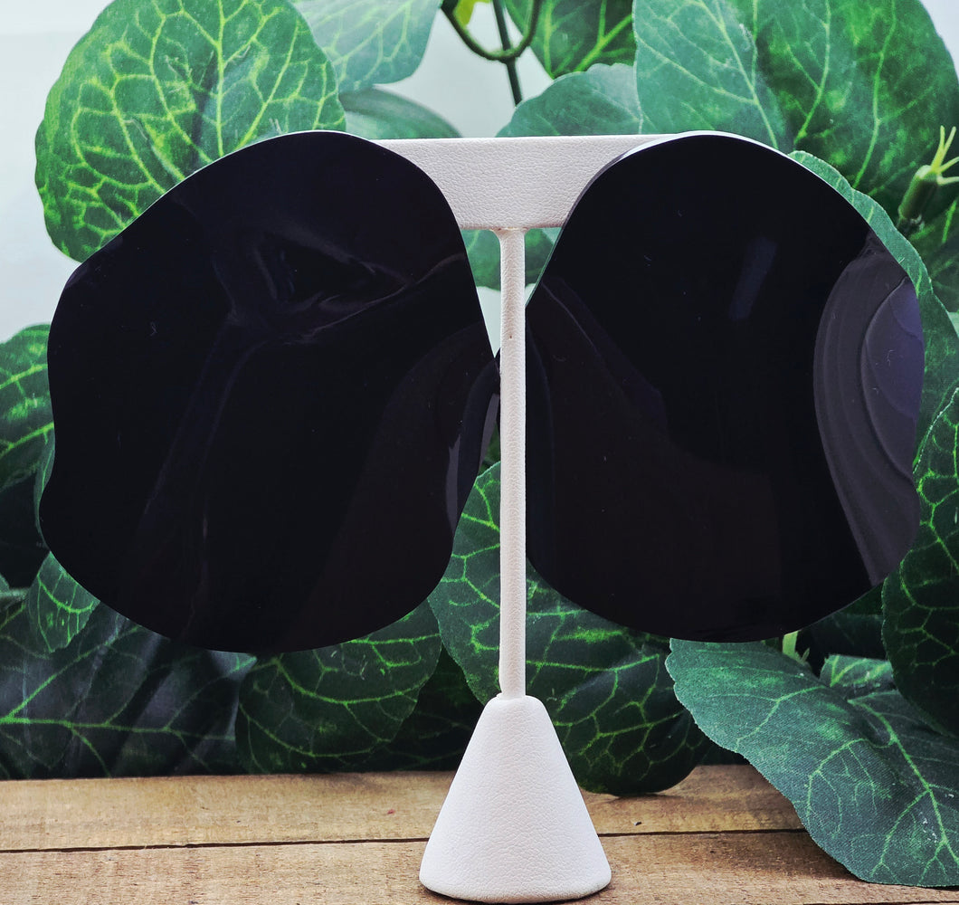 The Petal Studs - Glossy Black - LG