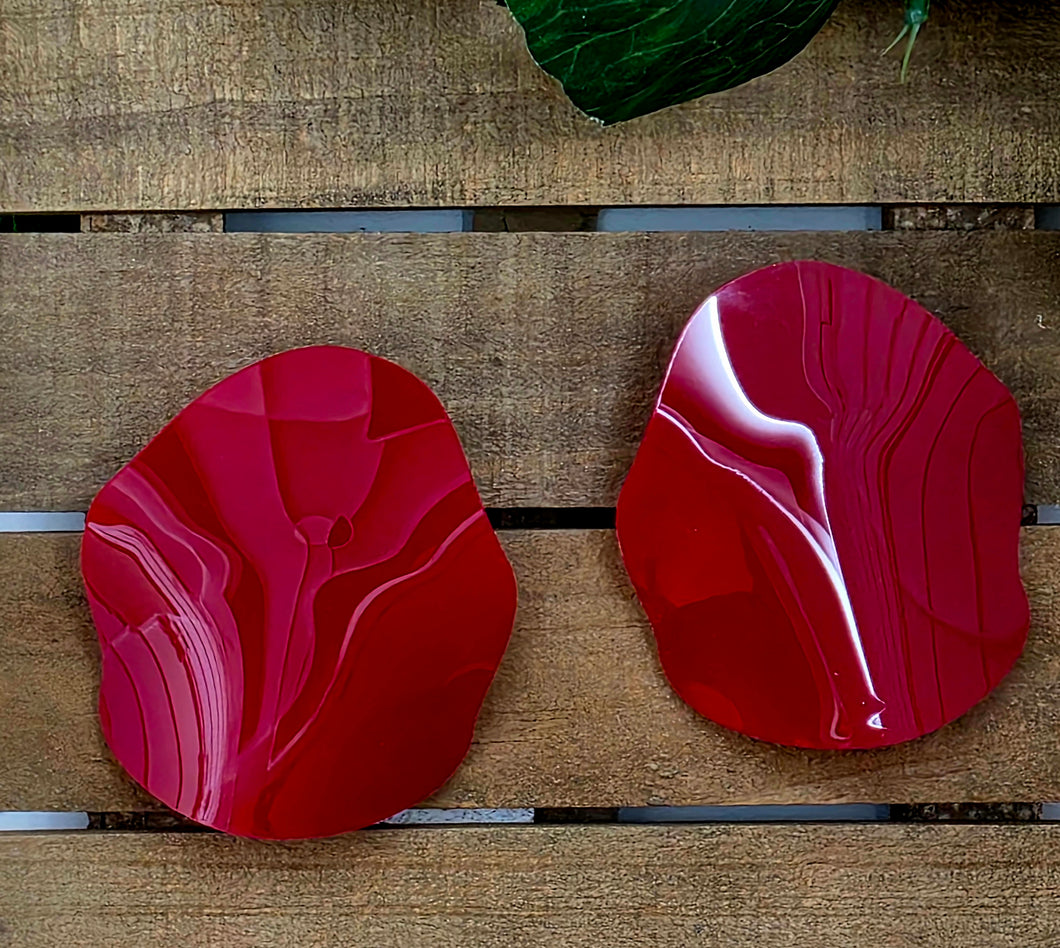 The Petal Studs - Glossy Red - LG