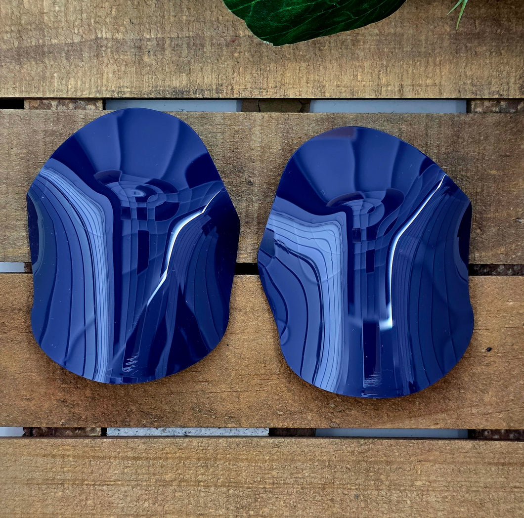 The Petal Studs - Glossy Navy Blue - LG