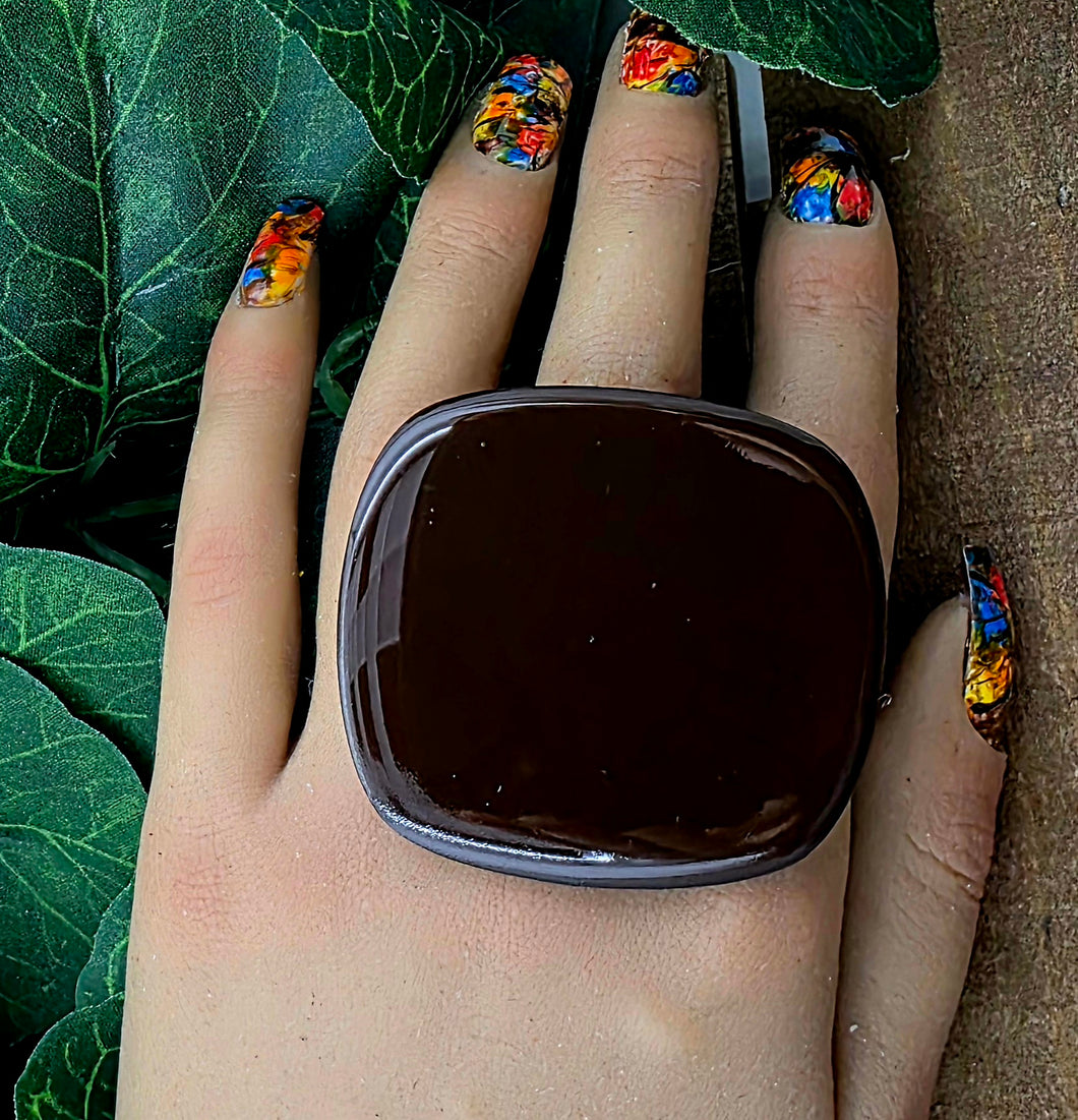 Groovy Statement Ring - Large - Medium - Dark Brown