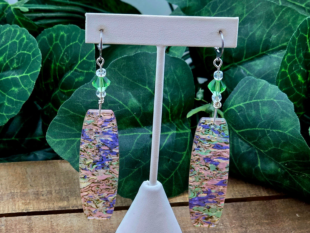 Long Elegant Oblong Earrings - Geo Modern Print