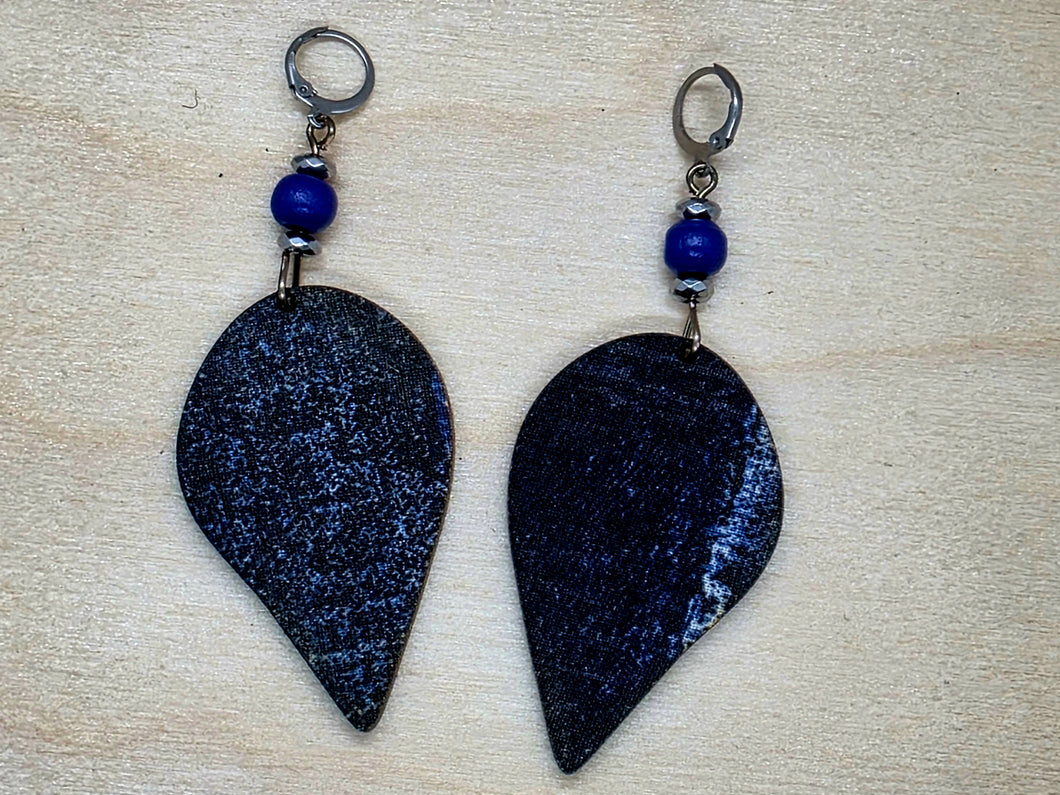 Small Leopard Print Dagger Wood Dangles