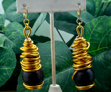 Load image into Gallery viewer, The Spiraled EXTRA Ball Wood Dangles - (VARIOUS OPTIONS)
