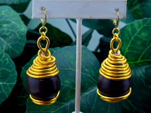 Load image into Gallery viewer, The Spiraled Ball Wood Dangles - MED - (VARIOUS OPTIONS)
