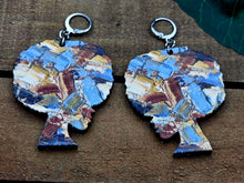 Load image into Gallery viewer, WOOD &amp; ABSTRACT PAINTED Naturally "DOPE" Afro Sistah Earrings - STATEMENT EARRINGS
