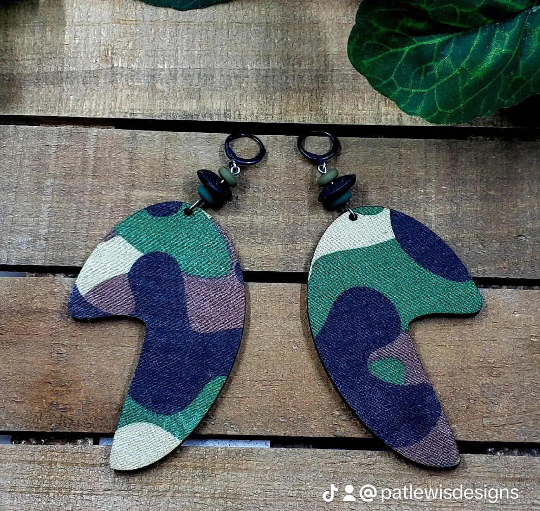 The ROUNDED CURVE COLLECTION Earrings, Style#4 (Camouflage)