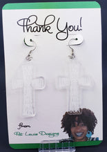 Load image into Gallery viewer, Cross Earrings with Engraving &quot;For God So Loved The World&quot;
