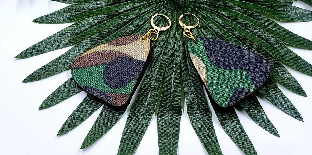 MINI Fabric Covered Wood Earrings - The ROUNDED CURVE COLLECTION, Style#6A