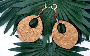 CORK Fabric Covered Wood Earrings - SPADED Hoops