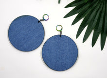 Load image into Gallery viewer, Round Fabric Covered Wood Earrings
