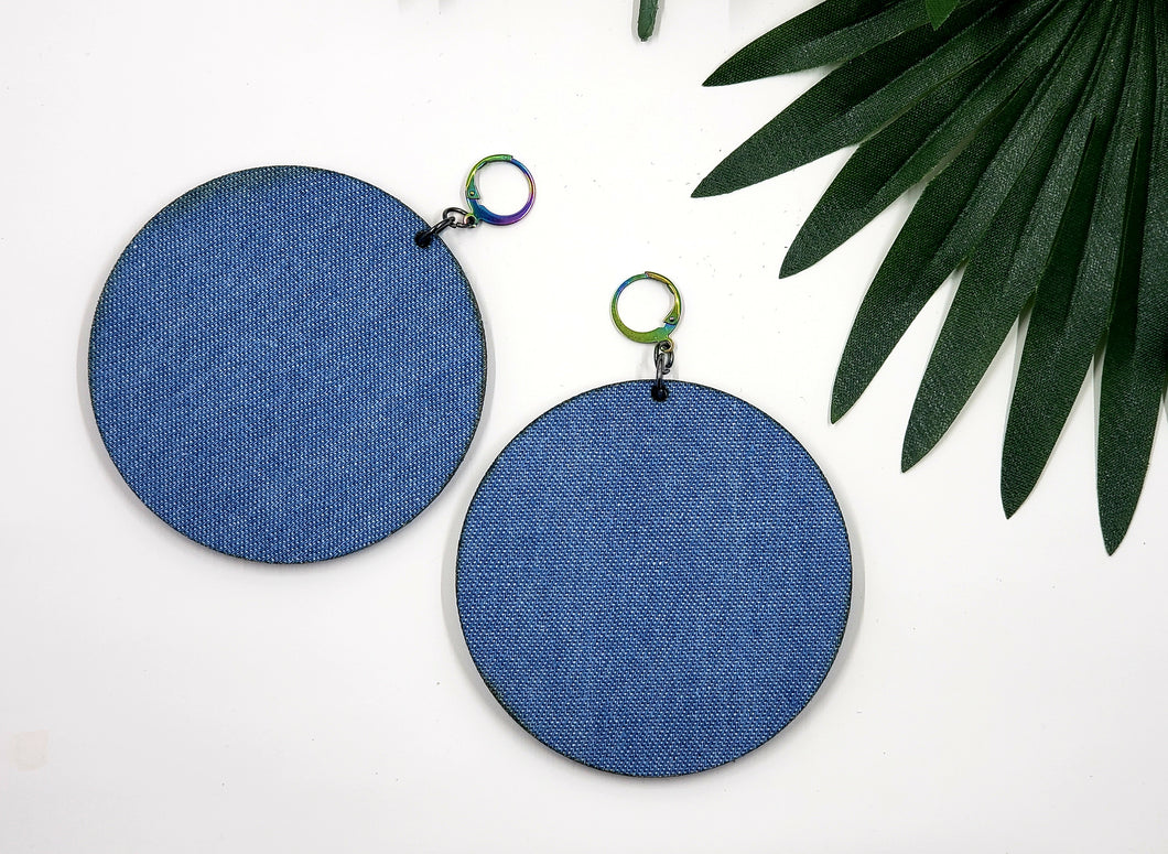 Round Fabric Covered Wood Earrings