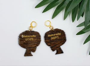 WOOD & ENGRAVED Naturally "DOPE" Afro Sistah Earrings - STATEMENT EARRINGS