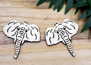 EARRING BLANKS - Elephant "Strength" Earrings - WOOD Earring Blanks UNFINISHED - Per Pair